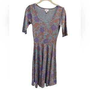 Lularoe Nicole Dress - Gray / Pink / Purple - Size Women’s XXS
